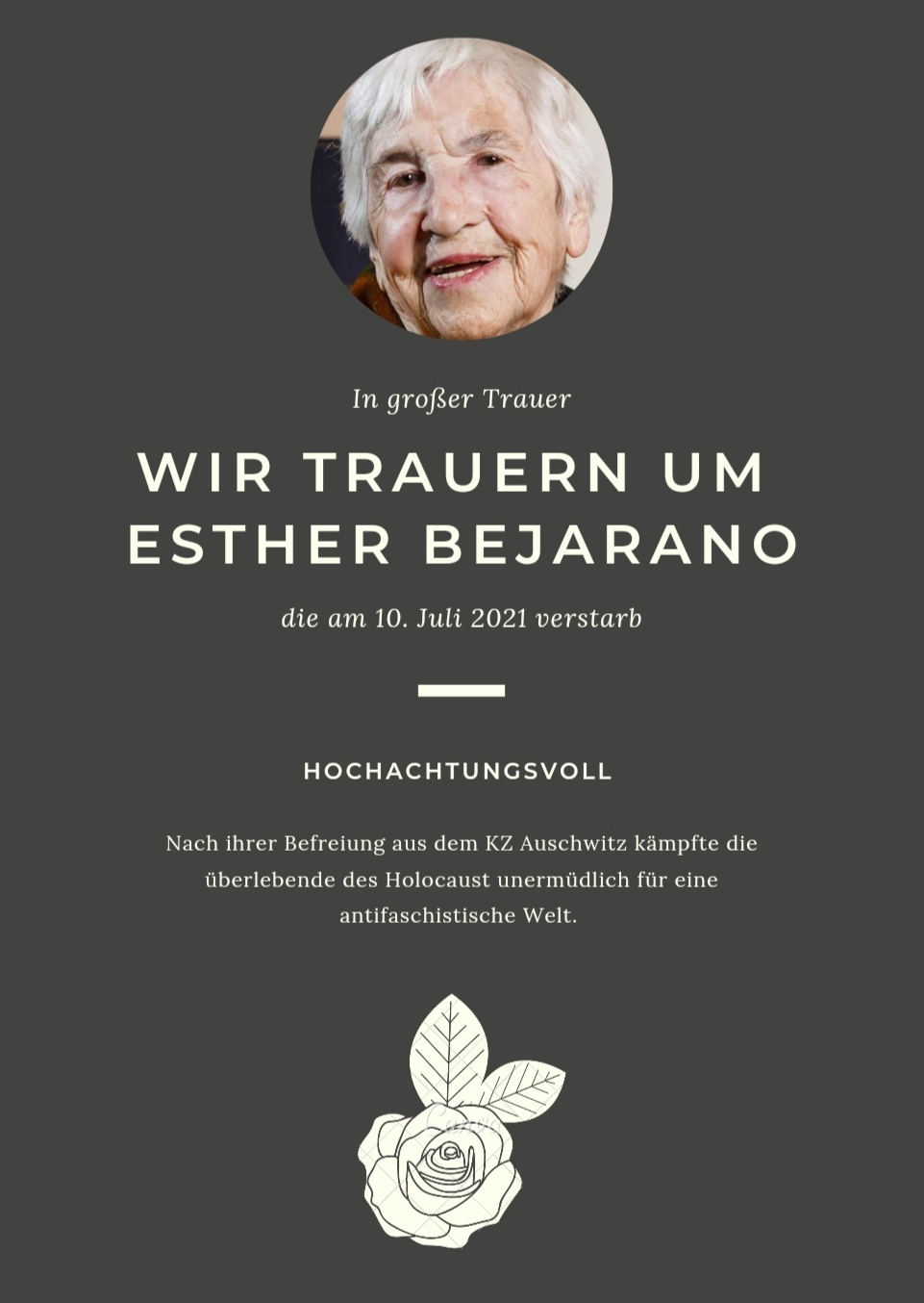 Wir gedenken Esther Bejarano!